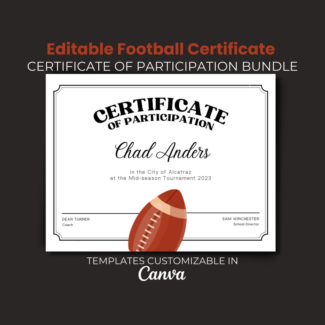 Editable Football Awards, Certificate, Printable Award Award ...