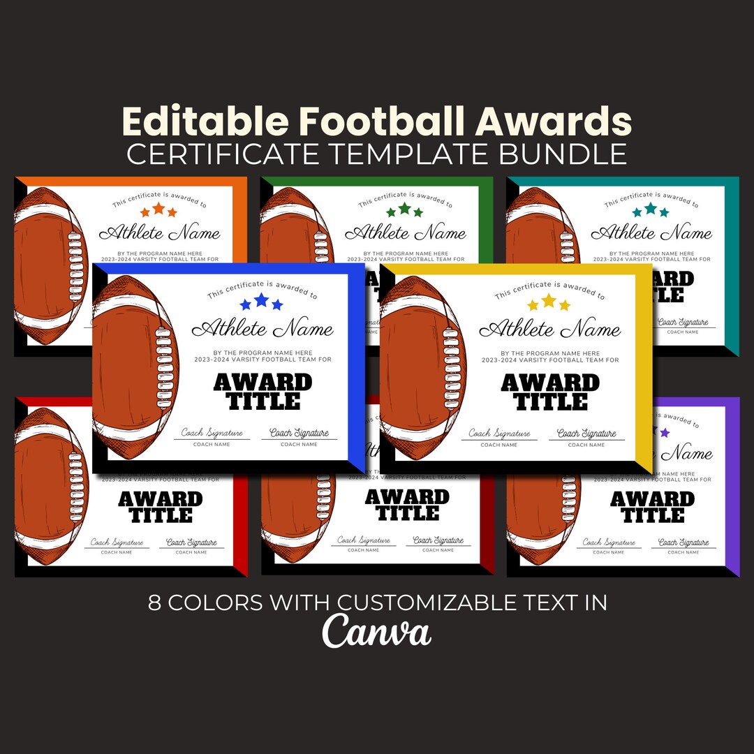 Editable Football Awards Bundle, Football Award Certificate, Team Party
