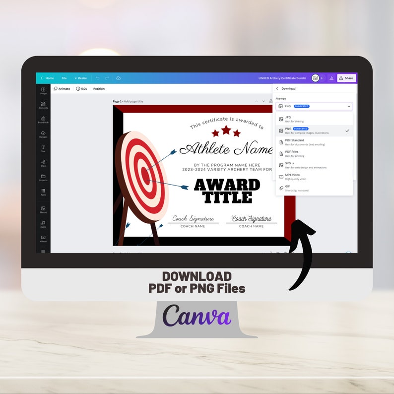 Editable Archery Team Certificate Archery Awards Printable Etsy