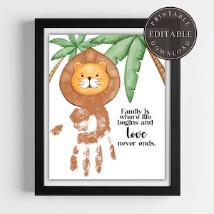 Animal Handprint Art Footprint Craft Lion Handprint Craft Baby Toddler Child 5-Minute Crafts Teacher Classroom Nursery Activity