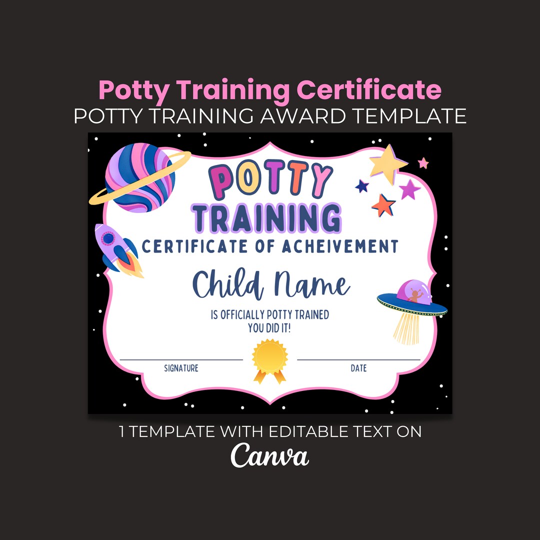 Potty Training Certificate, Potty Training Award, Printable Certificate ...