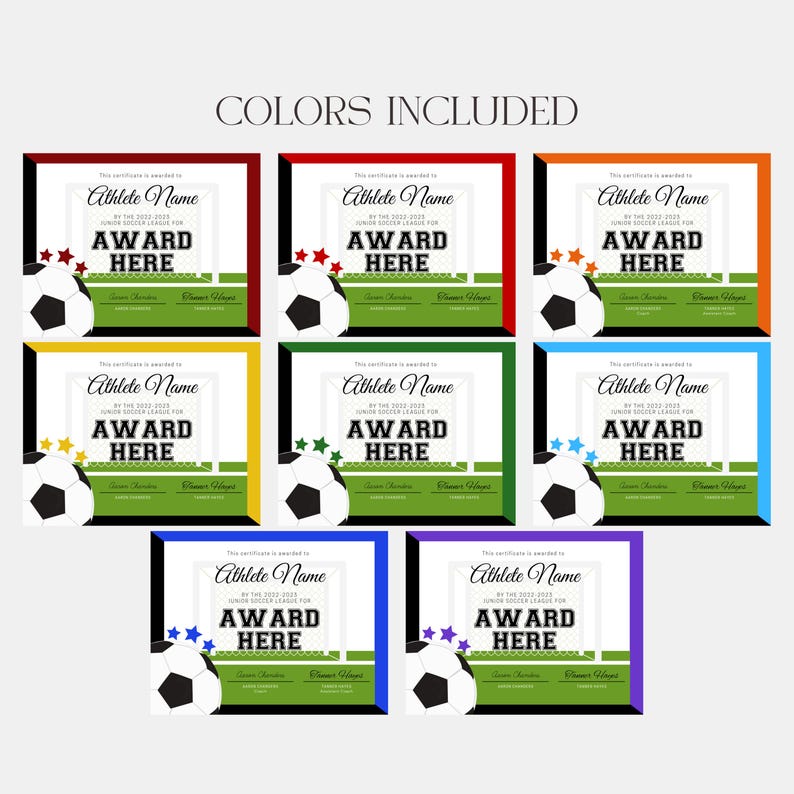 Editable Soccer Award Certificate Bundle Team Awards canva Template editable-soccer-award-certificate-bundle-team-awards-canva-template