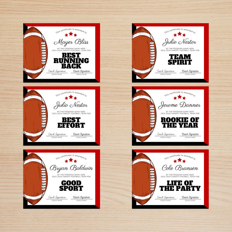 Editable Football Awards Bundle, Football Award Certificate, Team Party