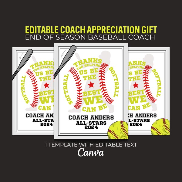 Softball Coach Gift Etsy