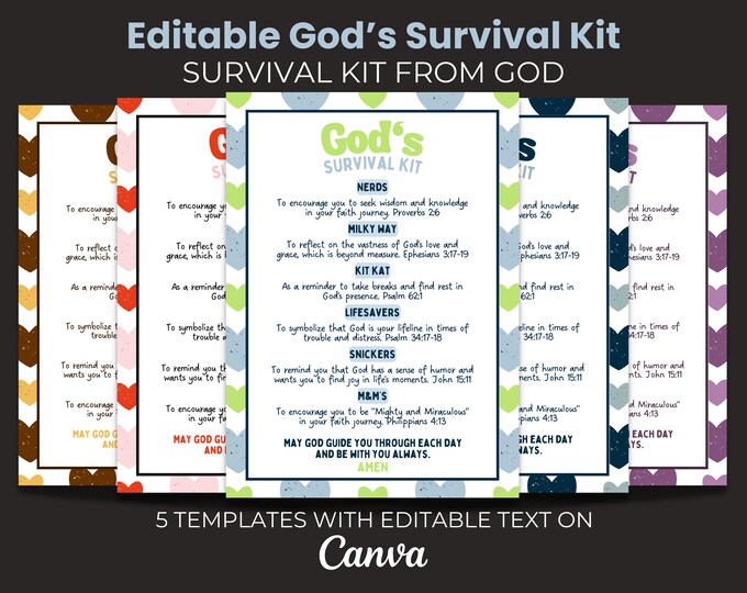 Gods SURVIVAL Kit, Church Tag, Survival Kit Printable, Christian ...