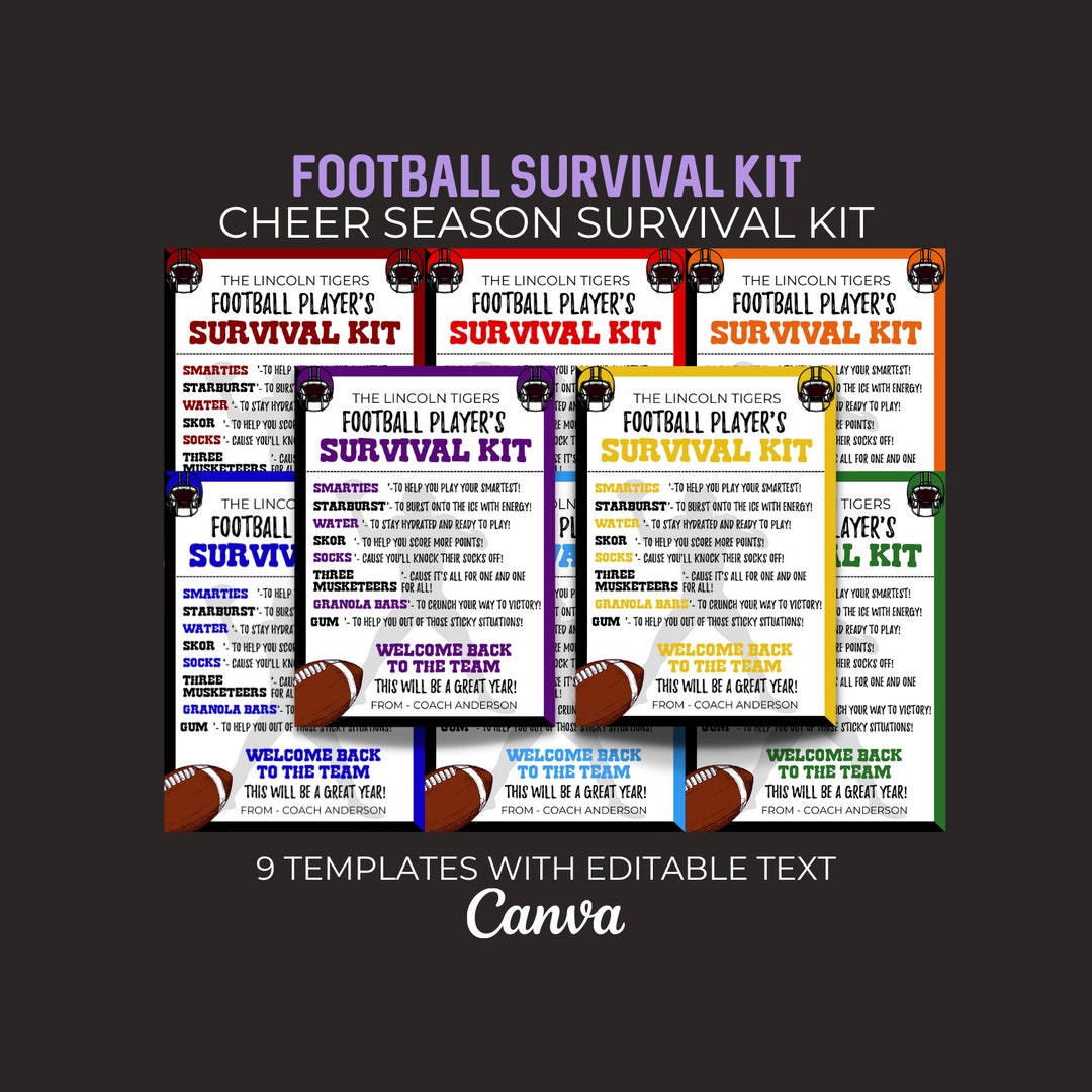 Football Survival Kit Team Survival Kit Printable Editable - Etsy