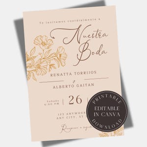 Bewerkbare Invitaciones De Boda en Español Invitaciones Para Editar en Imprimir Spaanse huwelijksuitnodiging Spaanse feestuitnodiging