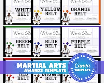 Editable Martial Arts Certificate Template Karate, Aikido Award (DIY Printable)