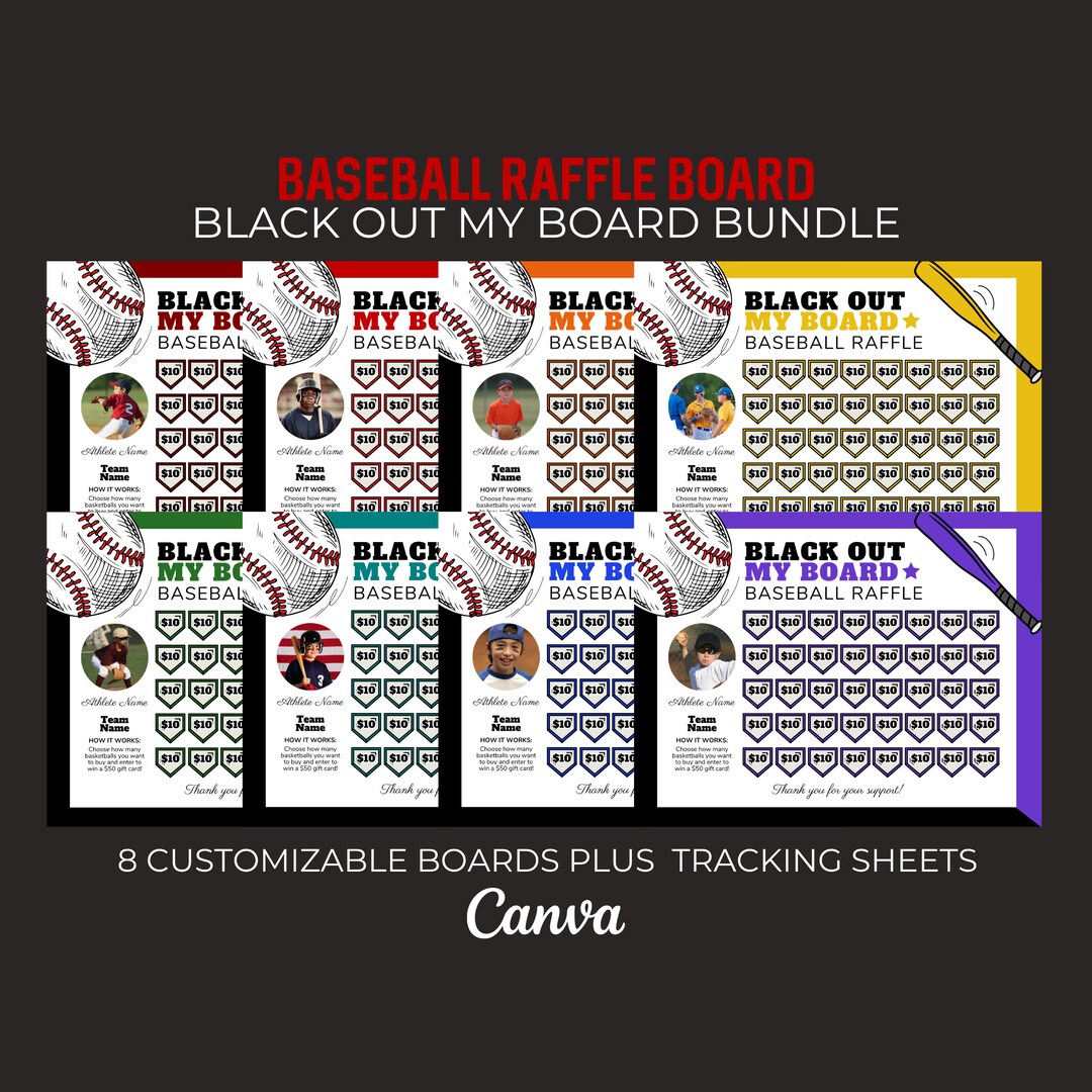 Editable Baseball Raffle Board Baseball Fundraiser Printable Etsy