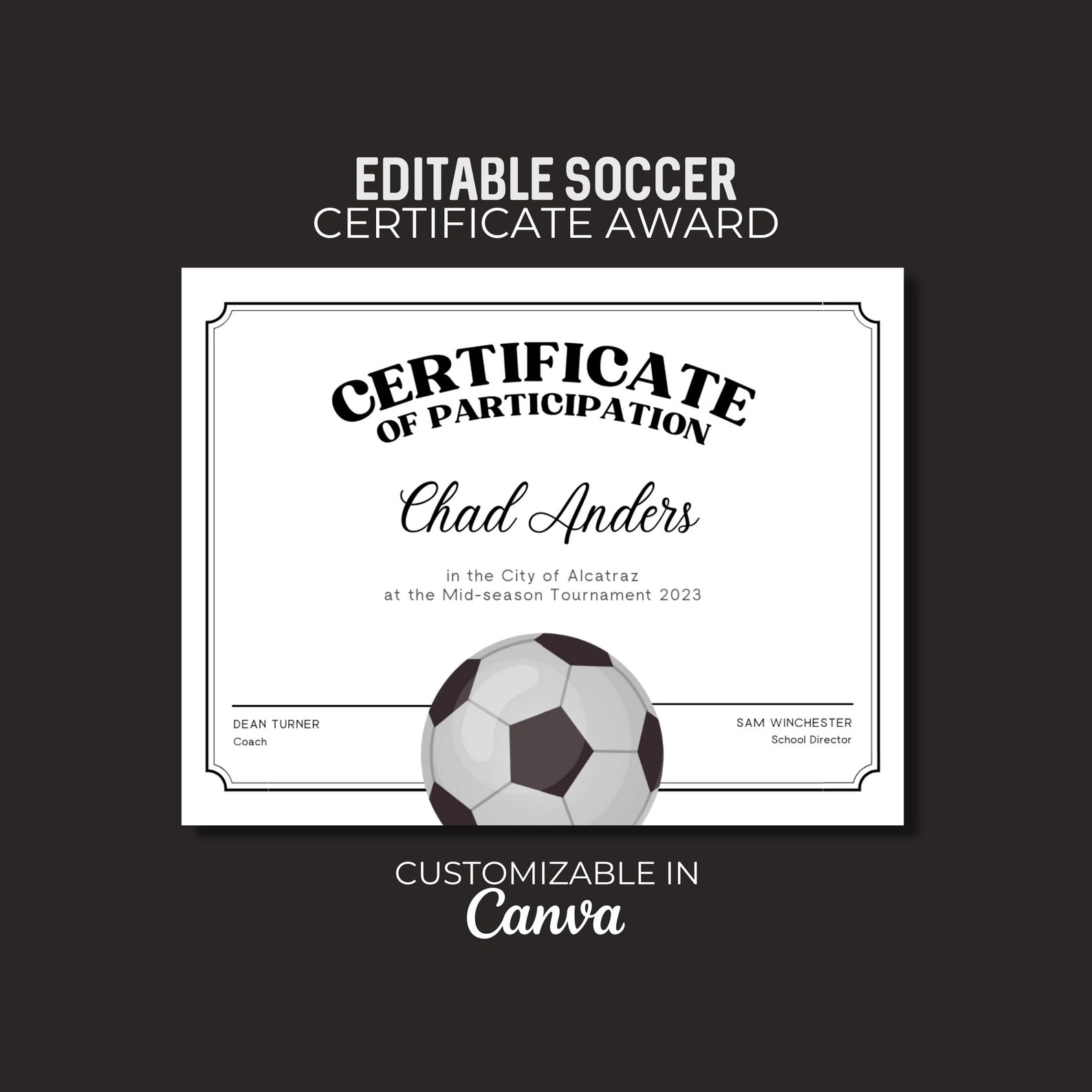 End of Season Soccer Awards Editable Soccer Award - Etsy