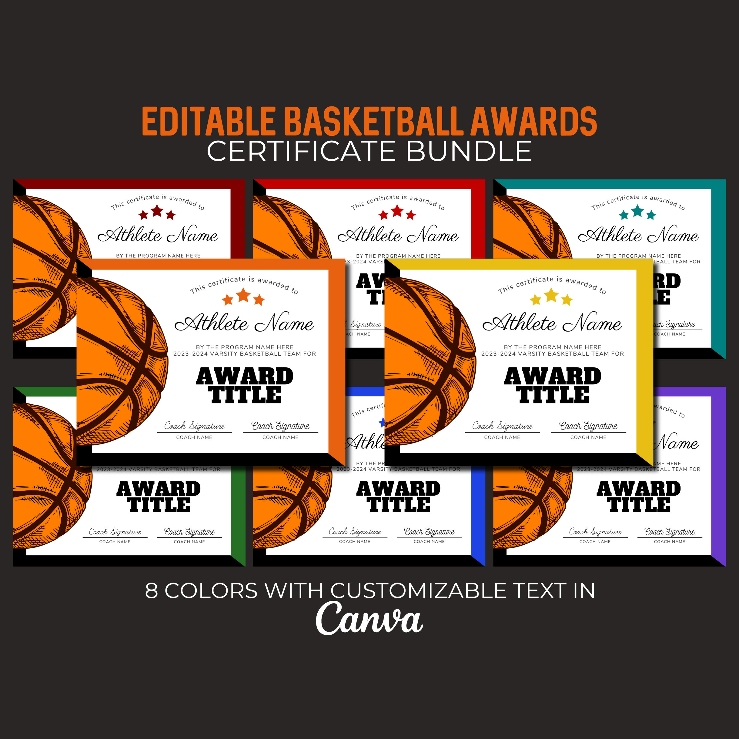 End of Season Basketball Awards Editable Basketball Award Etsy