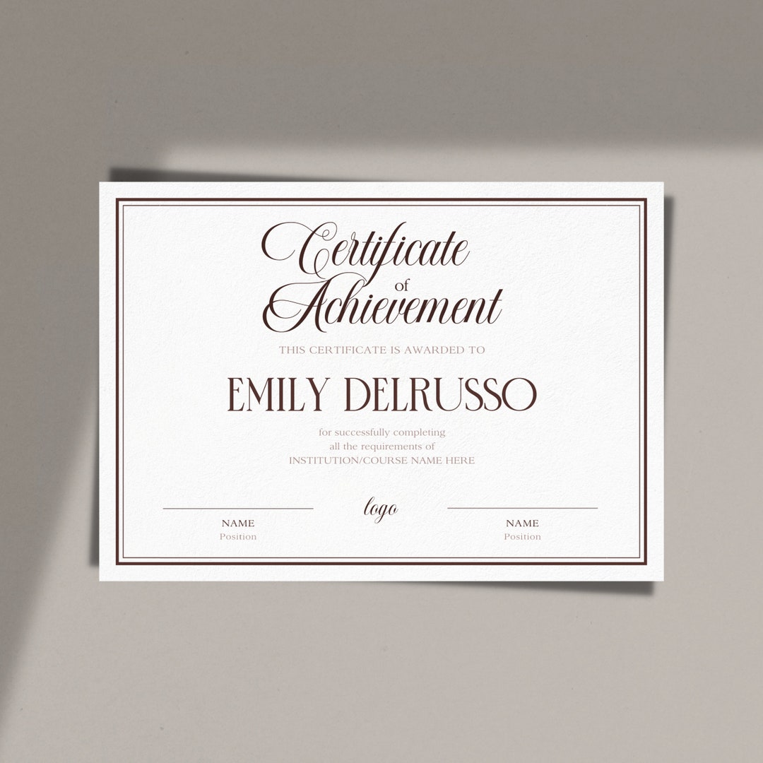 Printable Certificate of Achievement Certificate of Etsy Printable Certificate of Achievement Certificate of Etsy