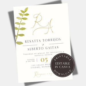 Editable Invitaciones De Boda en Español Invitaciones Para Editar e Imprimir Spanish Wedding Invitation Spanish Party Invite
