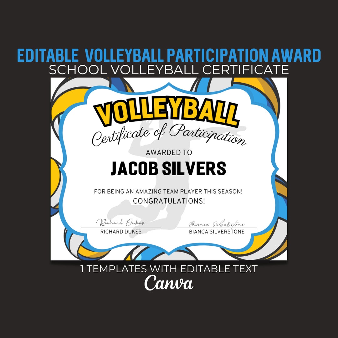 End of Season Volleyball Awards Editable Volleyball Award Etsy