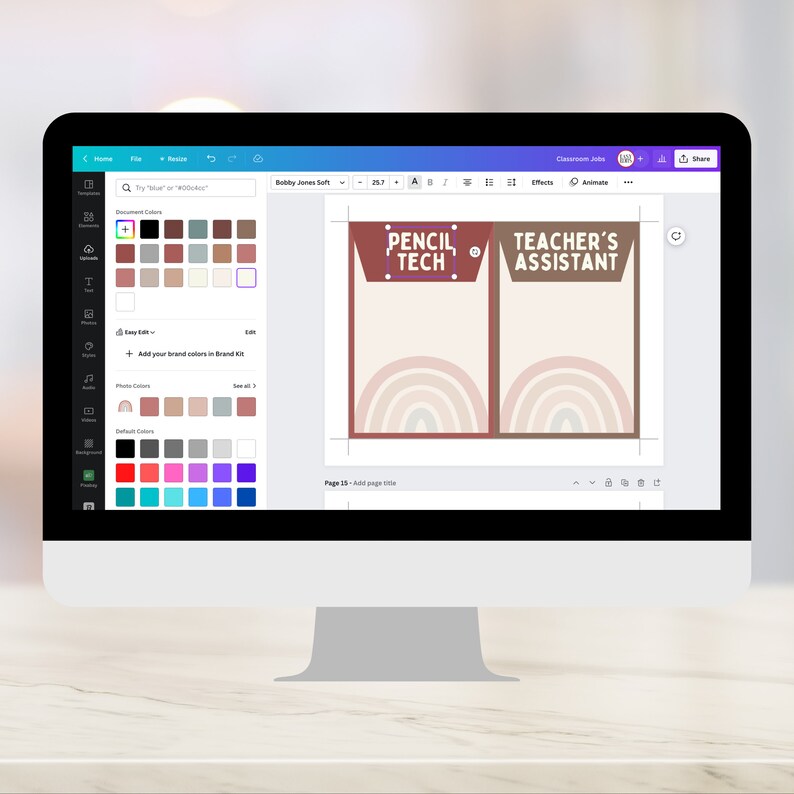 Editable Boho Rainbow Classroom Job Display, Boho Classroom Decor