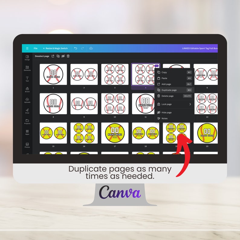 Editable Team Sport Tags Template, Baseball, Basketball, Football