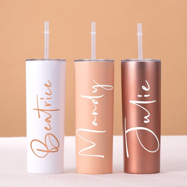 Personalized Tumbler with Lid and Straw, Bridesmaid Gifts, Bridal Party Gifts, Gift for Her, Gift for Mom, Friend Gifts, Girlfriend Gift