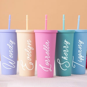 Personalized Tumbler with Lid and Straw, Bridesmaid Gifts, Gift for Her, Friend Gifts, Girlfriend Gift, Traveling Gifts, Wedding Party Gifts