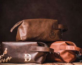 Personalized Leather Toiletry Kits Bag, Dopp Kit for Men, Groomsmen Gifts Idea, Best Man Gift, Husband Gift, Brother Gift, Boyfriend Gift