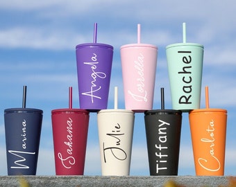 Personalized Tumbler with Lid and Straw Bridesmaid Gifts Acrylic Cup 16oz Gift for Her Friend Gifts Traveling Gifts Wedding Party Gifts