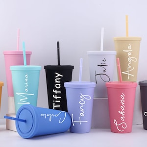 Personalized Tumbler with Lid and Straw Bridesmaid Gifts 16oz Acrylic Cup Gift for Her Friend Gifts Traveling Gifts Wedding Party Gifts