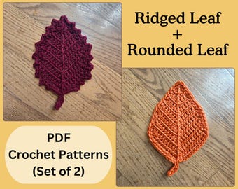 Fall Leaf Crochet Coaster Patterns: Ridged & Rounded Leaf (PDF Pattern)