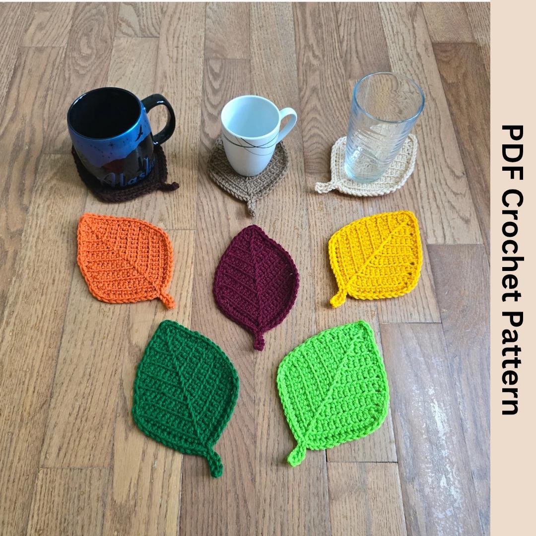 32 Monstera Crochet Patterns for Tropical Leaves, Wall Hangings, and Potted Plants 20 Rounded Leaf Coaster Crochet Pattern