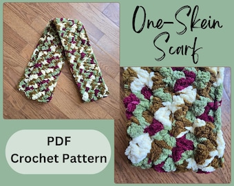 One Skein Crochet Scarf Pattern, Bernat Blanket Yarn Scarf Crochet Pattern, Quick & Easy Crochet Scarf Pattern, Easy Winter Crochet Pattern