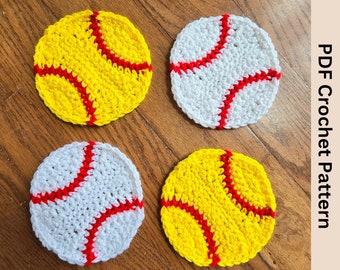 Baseball Coaster Crochet Pattern, Softball Coaster Crochet Pattern, Baseball Crochet Pattern, Softball Crochet Pattern, Baseball Pattern