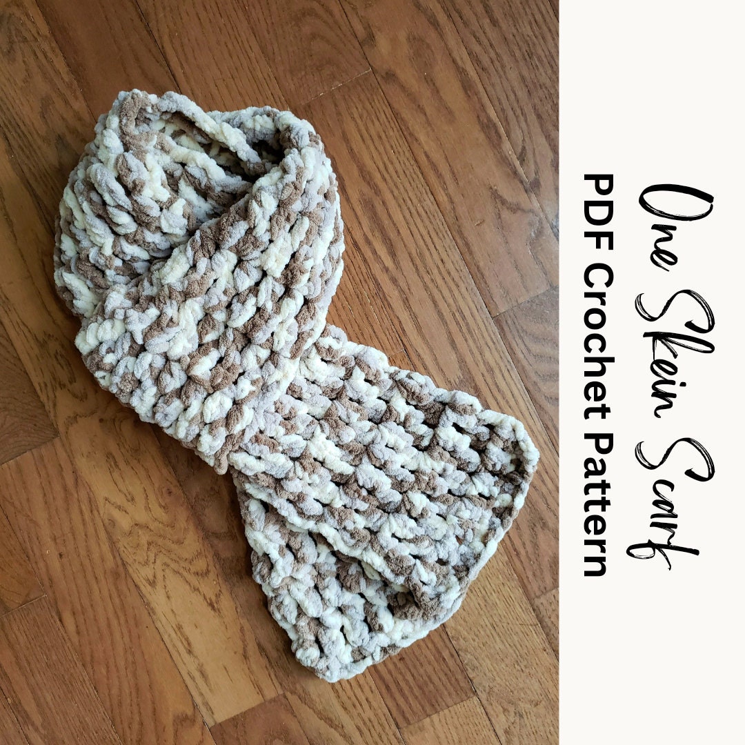 One-skein Crochet Scarf Pattern, Bernat Blanket Yarn Scarf Crochet Pattern,  Quick & Easy Crochet Scarf Pattern, PDF Crochet Pattern Download 