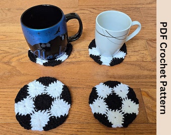 Soccer Ball Coaster Crochet Pattern: Sports Decor Applique (PDF Digital Download)