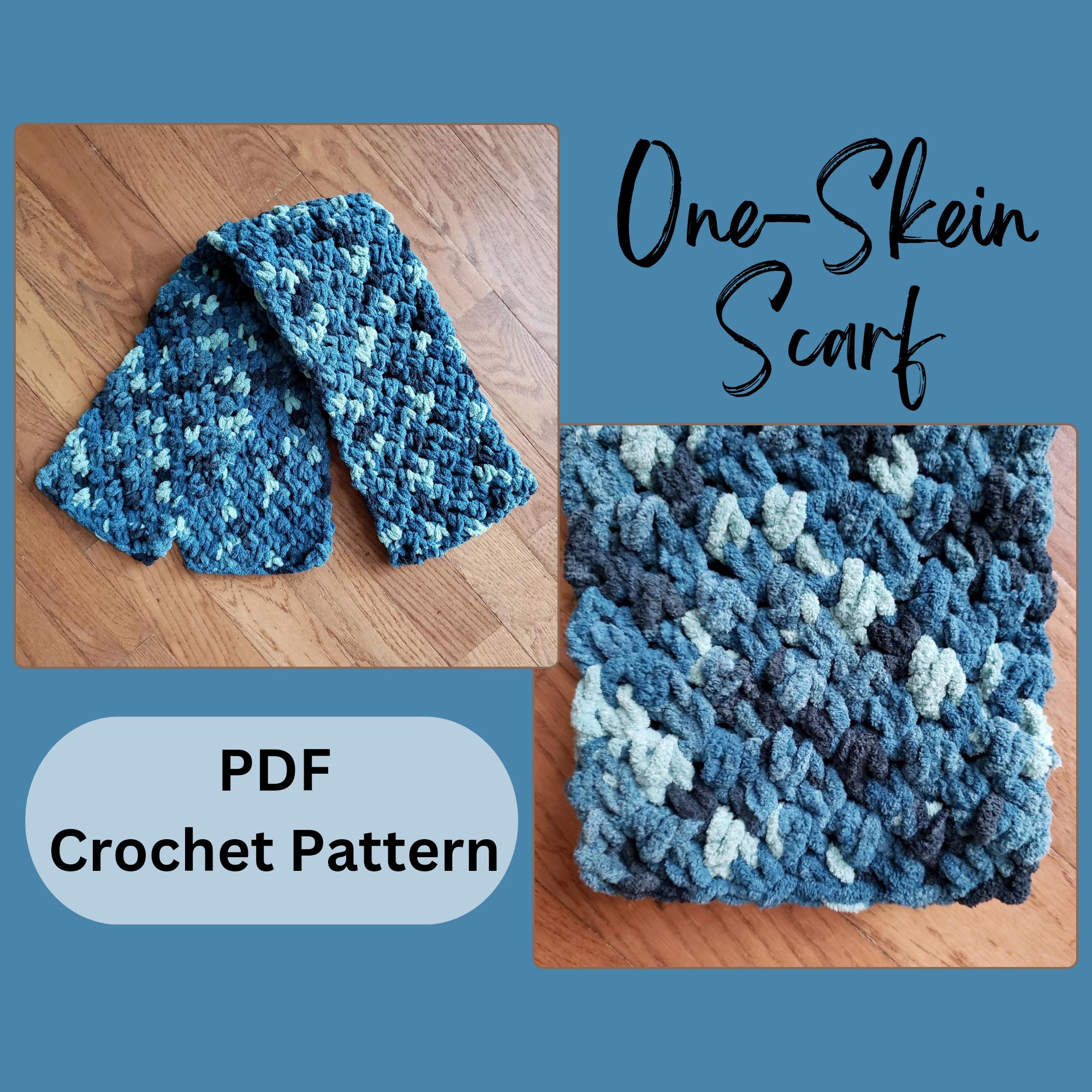 One Skein Crochet Scarf Pattern, Bernat Blanket Yarn Scarf Crochet Pattern for Winter, Quick and Easy Crochet Scarf Pattern, Autumn Crochet
