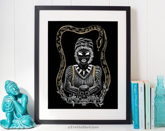 Marie Laveau, Voodoo Queen, Hoodoo, Voodoo, Dark Art, Dark Art Print, Art Print