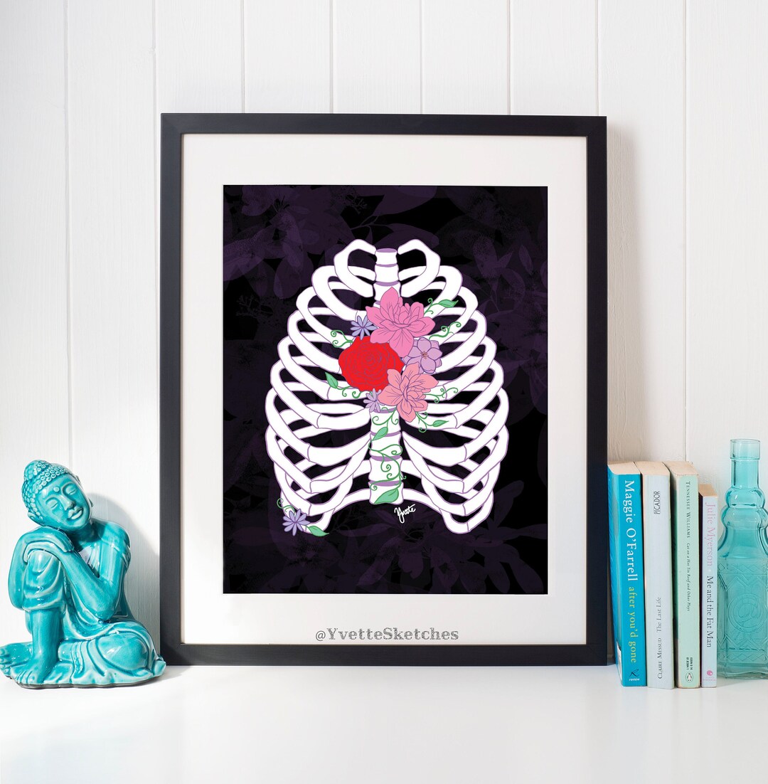 Out Getting Ribs Art Floral Ribs, Ribs With Flowers, Painting, Illustration, Digital Art ...