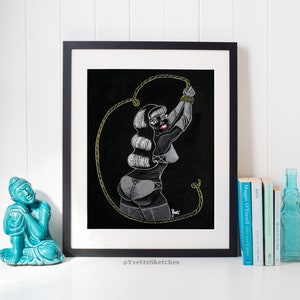 Pinup, Pinup Girl, Bettie Page, Art, Art Print, Black Gold Wall Art