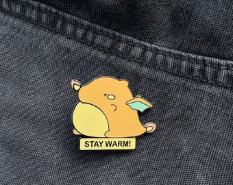 Fire Type, Cute Hard Enamel Pins, Funny Enamel Pins, Stay Fierce Cubby Monster, Lapel Brooch Pins for Hat & Backpack Accessory Gift for Her