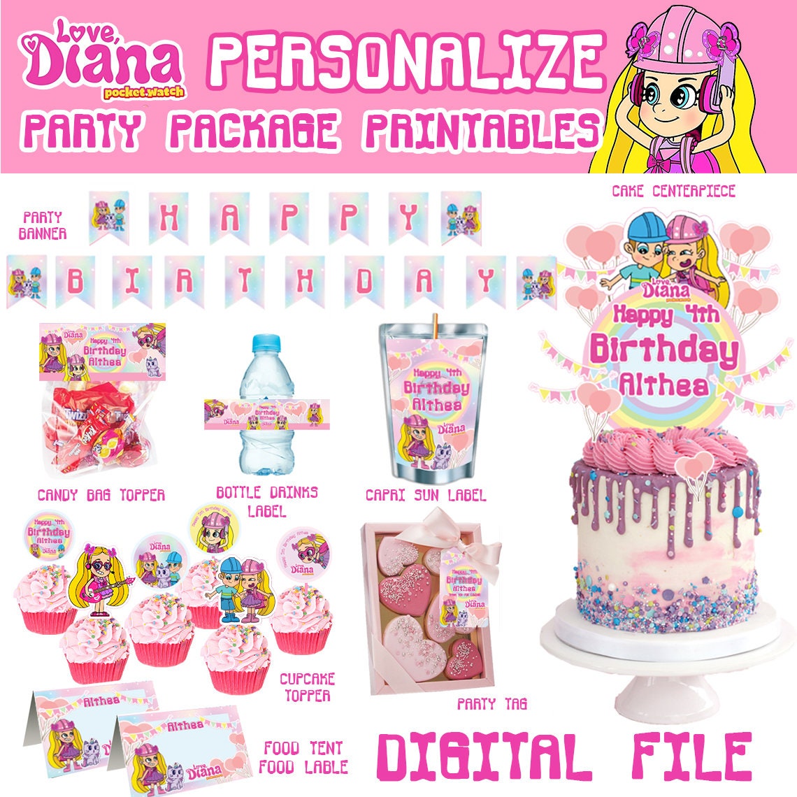 Diana and Roma Love Diana Kids Diana Show Printable Party Etsy