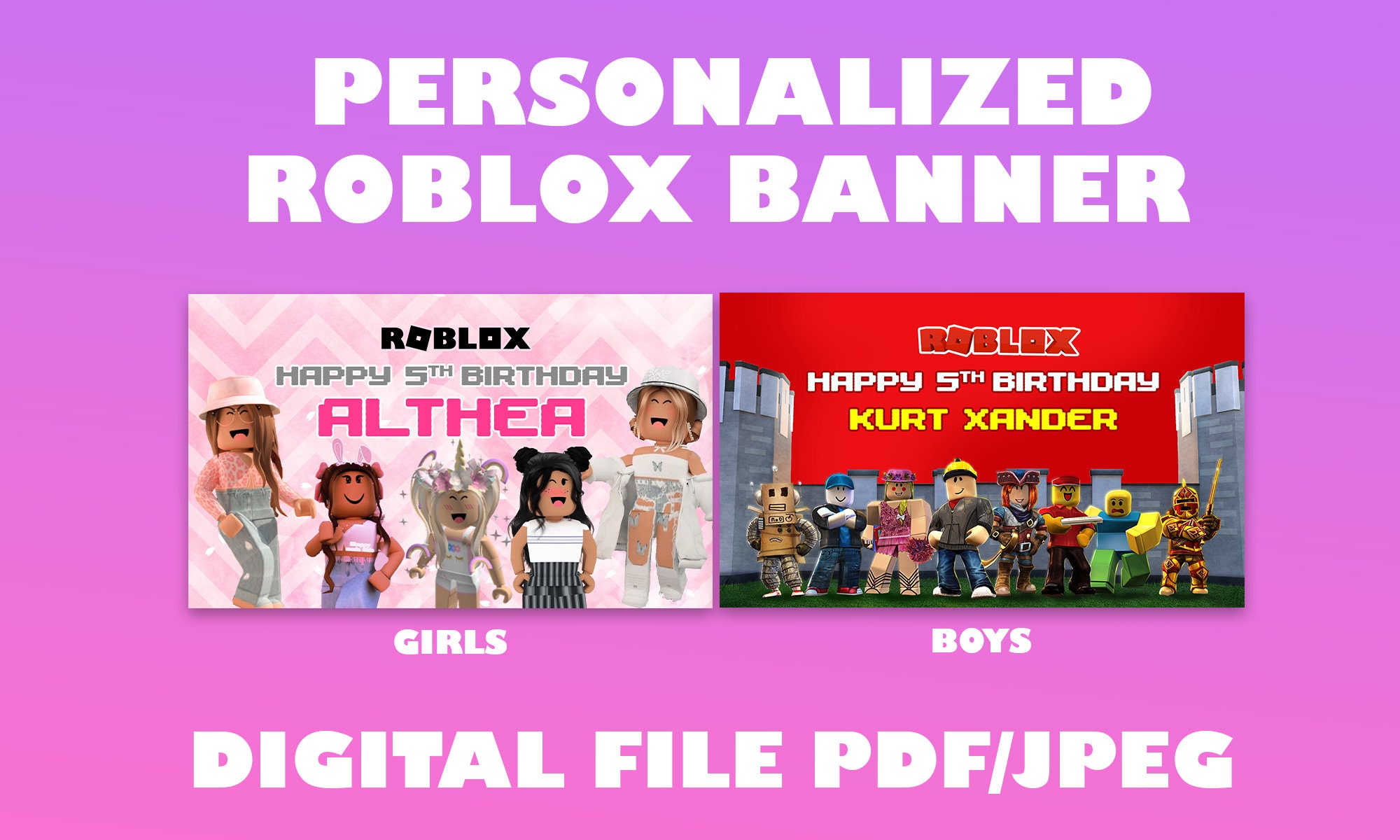 Kit Festa Roblox Rosa Enfeite Aniversário Display E Banner