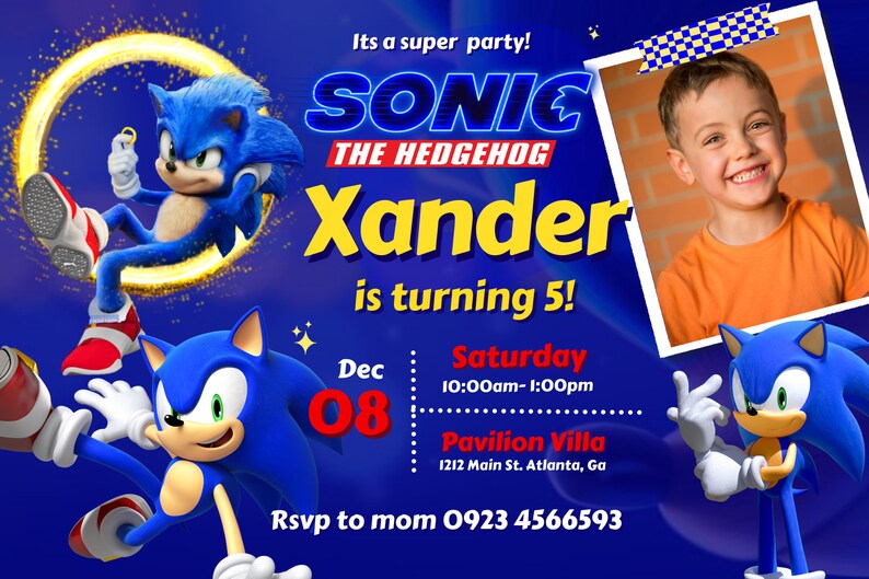 Sonic Birthday Invitation, Sonic Birthday Invitation, Sonic Birthday