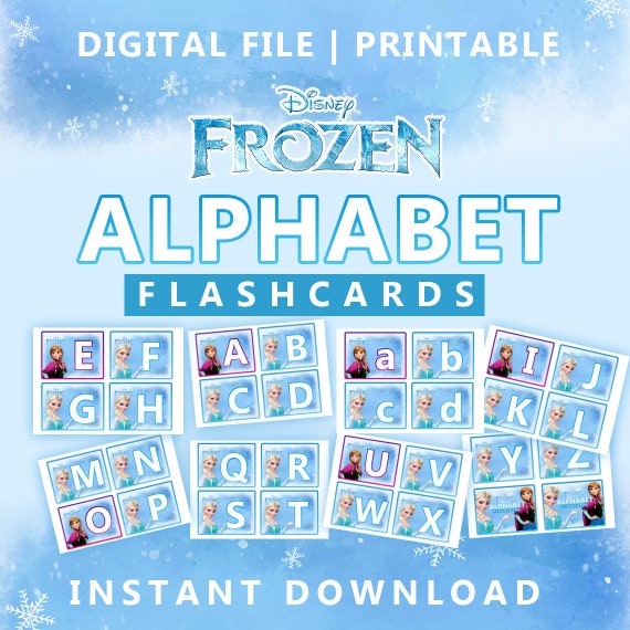 frozen alphabet flashcards digital download printable etsy