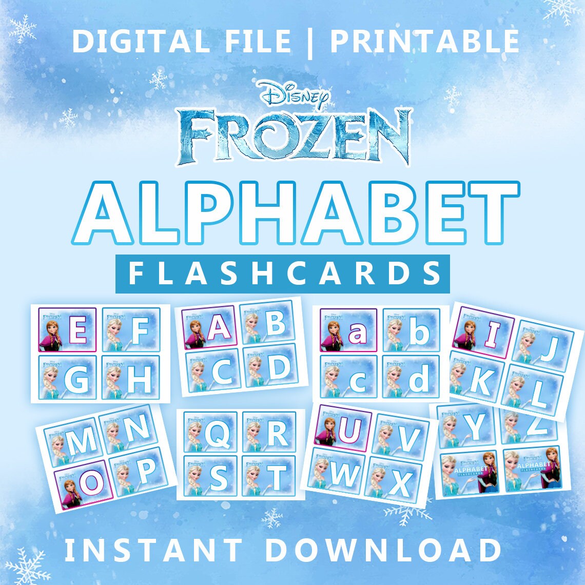 frozen alphabet flashcards digital download printable etsy australia