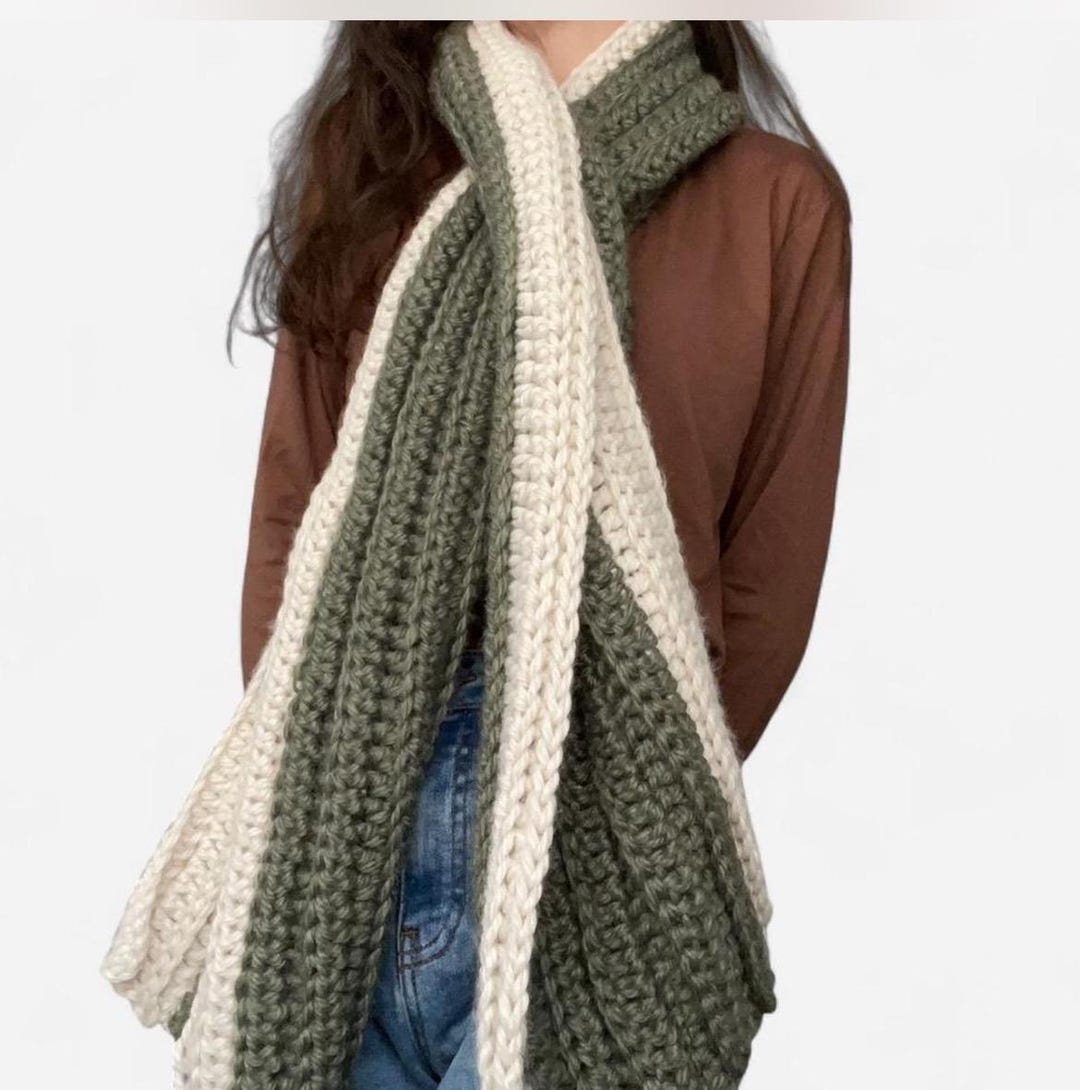 Green Oversized Chunky Crochet Scarf - Etsy