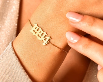 Date Bracelet, Personalized Date Bracelet, Birth Year Personalized Bracelet, Personalized Number Bracelet, Date Cuban Bracelet