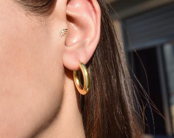 Sterling Silver Hoop Earrings Chunky Minimalist Jewelry