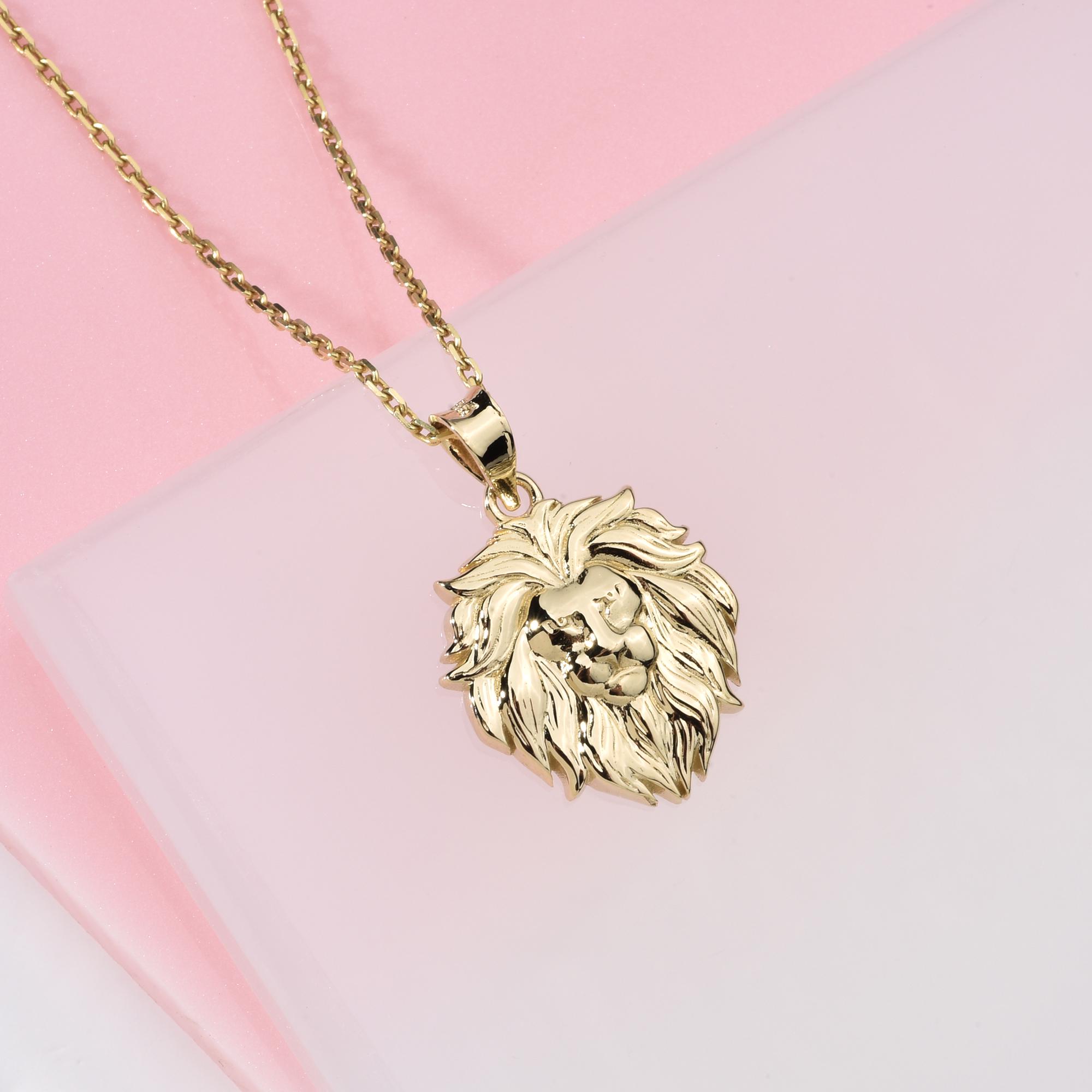 OIDEA Men's Gothic Lion Head Pendant Necklace - Stainless Steel, Gold Tone, 22" Chain, Gift Boxed - View #4