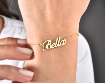 Name Bracelet, Personalized Handwritten Silver Bracelet, Gold Plated Word Bracelet, 925 K Solid Silver Handmade Name Bracelet, Gift For Mama