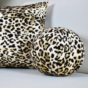 Leopard Ball Pillow, Farmhouse Decor, Cheetah Round Cushion, Creative Sphere Animal Pillow, Braemore Jamil Mother&#39;s Day Gift, SIZE 16 inchs