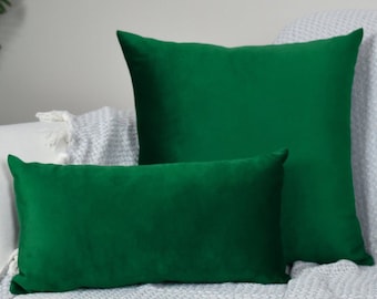 Emerald Green Velvet Pillow Cover, Soft Euro Sham