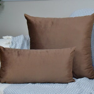 Brown Velvet Pillow Cover, Brown Throw Pillow, Velvet Euro Sham Cover, Velvet Pillow Case, Velvet Cushion, Soft Color Velvet Pillow Covers