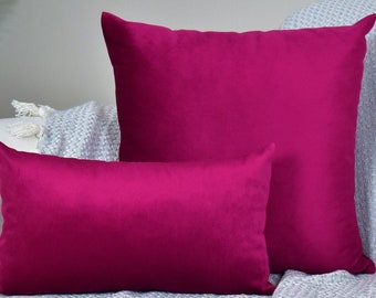 Fuchsia Velvet Throw Pillow Cover, Soft Velvet Cushion